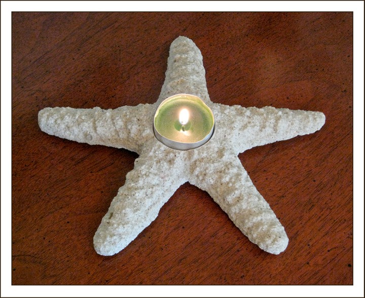 Tealight Candle Starfish with photo edge